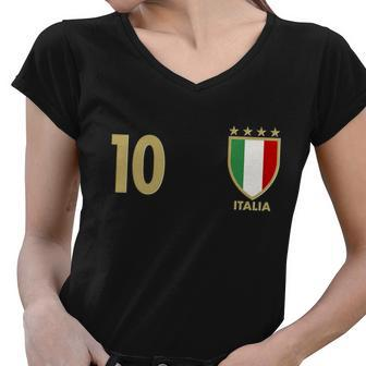 Italy Italia No 10 Futbol Soccer Jersey Women V-Neck T-Shirt - Monsterry