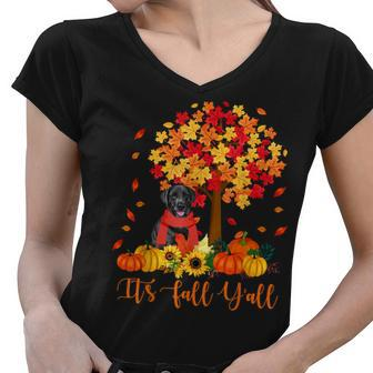 Its Fall Yall Labrador Black Lab Halloween Women V-Neck T-Shirt - Thegiftio UK