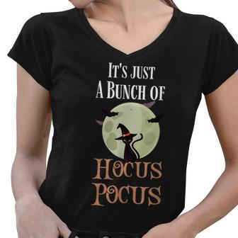 Its Just A Bunch Of Hocus Pocus Halloween Party Women V-Neck T-Shirt - Seseable