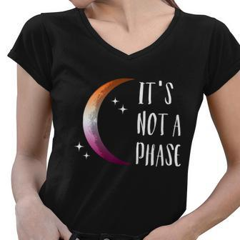 Its Not A Phase Halfmoon Lgbt Gay Pride Lesbian Gift Women V-Neck T-Shirt - Monsterry
