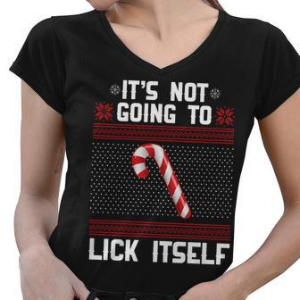 Its Not Going To Lick Itself Ugly Christmas Sweater Tshirt Women V-Neck T-Shirt - Monsterry UK