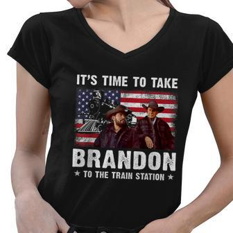Its Time To Take Brandon To The Train Station V3 Women V-Neck T-Shirt - Monsterry