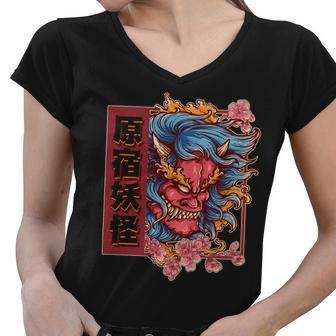 Japanese Harajuku Yokai Oni Monster Women V-Neck T-Shirt - Monsterry DE