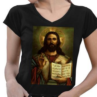 Jesus Christ Religious Photo Women V-Neck T-Shirt - Monsterry AU