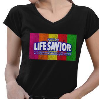 Jesus Is My Life Savior Tshirt Women V-Neck T-Shirt - Monsterry AU