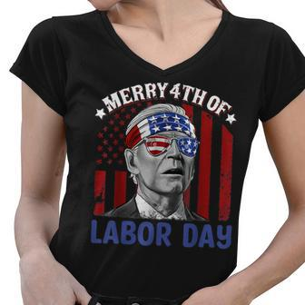 Joe Biden Merry 4Th Of Labor Day Funny 4Th Of July V2 Women V-Neck T-Shirt - Thegiftio UK