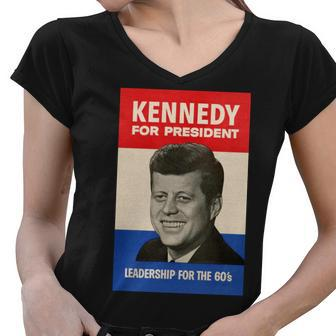 John F Kennedy 1960 Campaign Vintage Poster Women V-Neck T-Shirt - Monsterry AU
