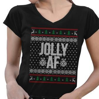 Jolly Af Ugly Christmas Women V-Neck T-Shirt - Monsterry DE