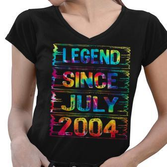 July 18 Years Old Since 2004 18Th Birthday Gifts Tie Dye Women V-Neck T-Shirt - Seseable
