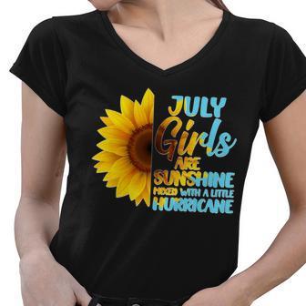 July Girls Are Sunshine Mixed With A Little Hurricane Women V-Neck T-Shirt - Monsterry AU