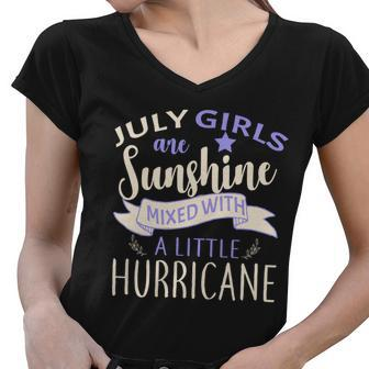 July Girls Are Sunshine Mixed With Hurricane Tshirt Women V-Neck T-Shirt - Monsterry AU