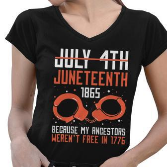 Juneteenth 1865 African Fist Black History Pride Blm Bhm Graphic Design Printed Casual Daily Basic Women V-Neck T-Shirt - Thegiftio UK