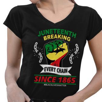 Juneteenth Breaking Every Chain Since V2 Women V-Neck T-Shirt - Thegiftio