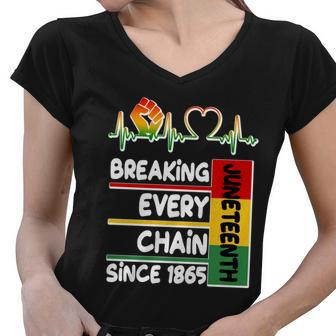 Juneteenth Breaking Every Chain Since Women V-Neck T-Shirt - Monsterry UK