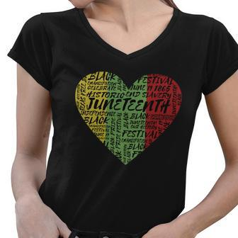 Juneteenth Celebrate Heart Black History Women V-Neck T-Shirt - Monsterry DE