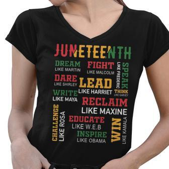 Juneteenth Dream Like Leaders Blank Lined Notebook Journal To Celebrate June 19Th And 4Th Of July Perfect For Melanin Men Women And Kids Women V-Neck T-Shirt - Thegiftio UK
