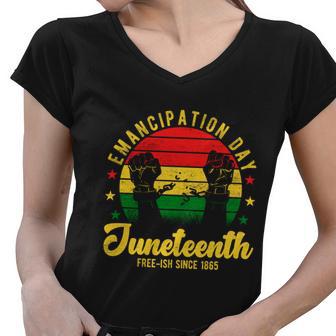 Juneteenth Emancipation Day Vintage Cool Melanin Black Pride Gift V3 Women V-Neck T-Shirt - Monsterry UK