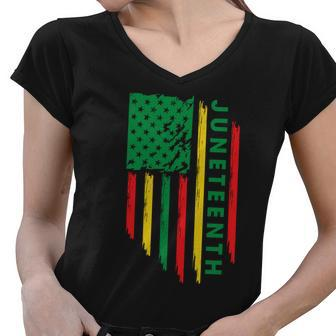 Juneteenth Flag Plus Size Shirts For Men Women Family Girl Women V-Neck T-Shirt - Monsterry CA