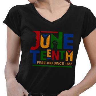 Juneteenth Freeish Since 1865 Shirt Celebration Black Pride Month Women V-Neck T-Shirt - Monsterry DE