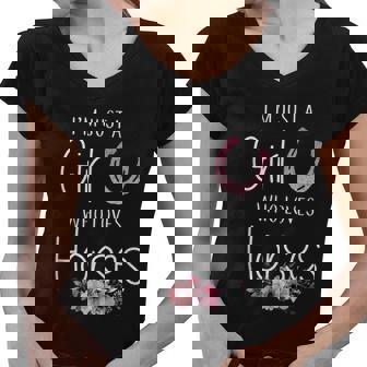 Just A Girl Who Loves Horses Horse Gifts For Girls Cute Graphic Design Printed Casual Daily Basic Women V-Neck T-Shirt - Thegiftio