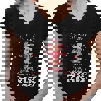 Just A Girl Who Loves Pigs Cute Animal Pig Nice Gift Girls Graphic Design Printed Casual Daily Basic Women V-Neck T-Shirt - Thegiftio