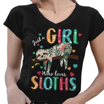 Just A Girl Who Loves Sloths Women V-Neck T-Shirt - Monsterry CA