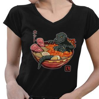 Kaiju Lava Ramen Women V-Neck T-Shirt - Monsterry CA