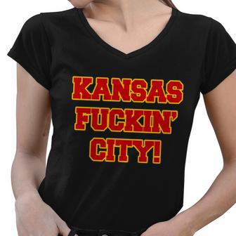 Kansas Fuckin City Women V-Neck T-Shirt - Monsterry AU