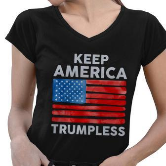 Keep America Trumpless Cool Gift V4 Women V-Neck T-Shirt - Monsterry AU