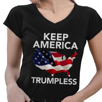 Keep America Trumpless Funny Gift V4 Women V-Neck T-Shirt - Monsterry AU