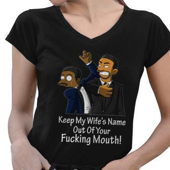 Keep My Wife’S Name Out Of Your Mouth Women V-Neck T-Shirt - Monsterry