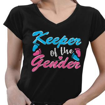 Keeper Of The Gender Baby Reveal Party Women V-Neck T-Shirt - Monsterry UK