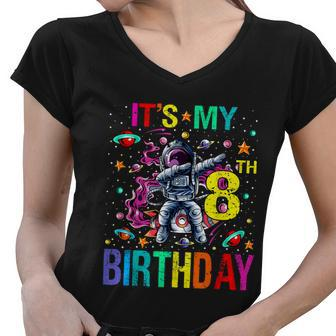 Kids Its My 8Th Birthday Astronaut Space Women V-Neck T-Shirt - Monsterry UK