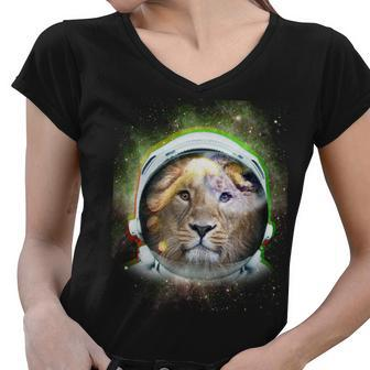 King Of The Universe Lion Space Astronaut Helmet Women V-Neck T-Shirt - Monsterry AU