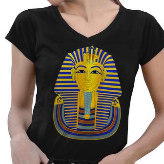 King Tut Pharaoh Egyptian Women V-Neck T-Shirt - Monsterry UK