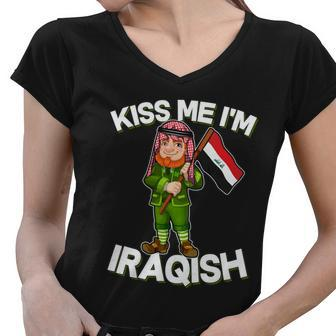 Kiss Me Im Iraqish Women V-Neck T-Shirt - Monsterry