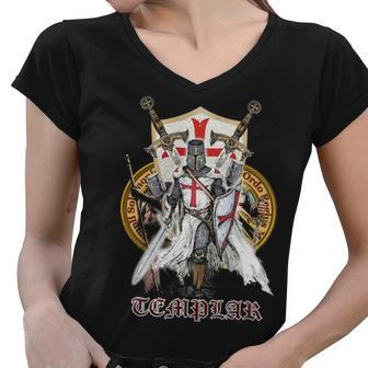 Knight Templar Shirts V2 Women V-Neck T-Shirt - Thegiftio UK