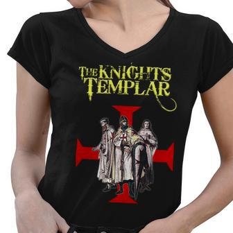 Knight Templar T Shirt - The Knight Templar Of God - Knight Templar Store Women V-Neck T-Shirt - Seseable