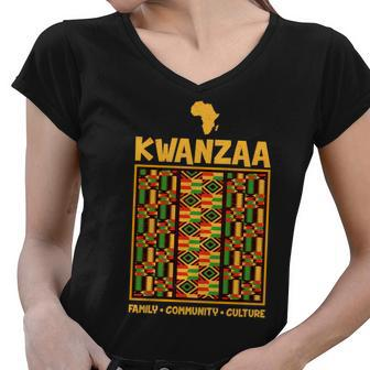 Kwanzaa Family Community Culture Women V-Neck T-Shirt - Monsterry