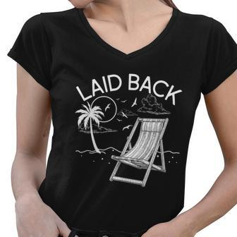 Laid Back Beach Vacation Time Women V-Neck T-Shirt - Monsterry AU