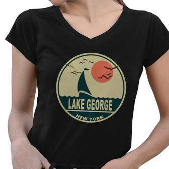 Lake George New York Tshirt Women V-Neck T-Shirt - Monsterry CA