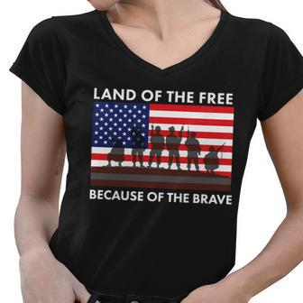 Land Of The Free Because Of The Brave Tshirt Women V-Neck T-Shirt - Monsterry DE
