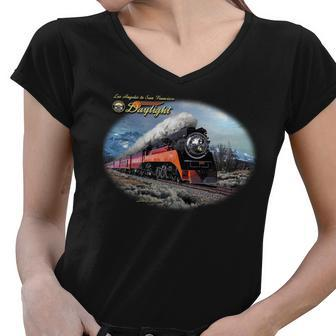 Larry Grossman - Daylight In Winter Train Tshirt Women V-Neck T-Shirt - Monsterry CA
