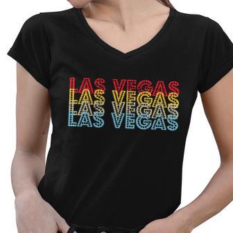 Las Vegas Classic Retro Logo Women V-Neck T-Shirt - Monsterry UK