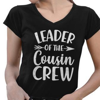 Leader Of The Cousin Crew Matching Family Shirts Tshirt Women V-Neck T-Shirt - Monsterry DE