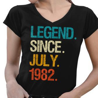 Legend Since July 1982 40 Year Old Bday 40Th Birthday Women V-Neck T-Shirt - Seseable