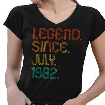 Legend Since July 1982 40Th Birthday 40 Years Old Vintage Women V-Neck T-Shirt - Seseable
