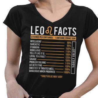 Leo Facts Zodiac Sign Astrology Birthday Horoscope Women V-Neck T-Shirt - Seseable