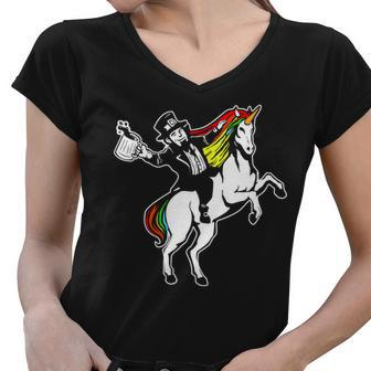 Leprechaun Unicorn St Patricks Day Tshirt Women V-Neck T-Shirt - Monsterry UK