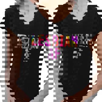 Lesbian Af Flower Lgbt Pride And Gay Love Parade Gift Graphic Design Printed Casual Daily Basic Women V-Neck T-Shirt - Thegiftio